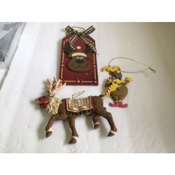 Lot Of 3 Christmas - Reindeer Ornaments - Picture 4 of 4